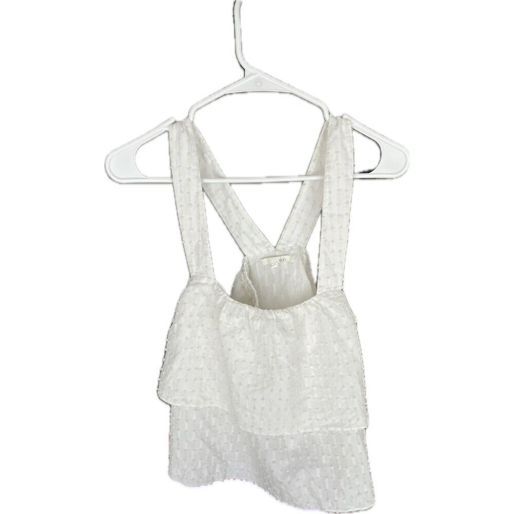 Skin. Ruffled Top Tank Cotton Ivory Small 1
